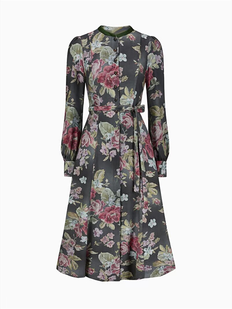Oktoberfest Schwarzes geblümtes Vintage Dirndlkleid mit Schürze 5