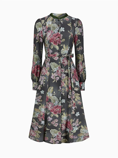 Oktoberfest Schwarzes geblümtes Vintage Dirndlkleid mit Schürze 5
