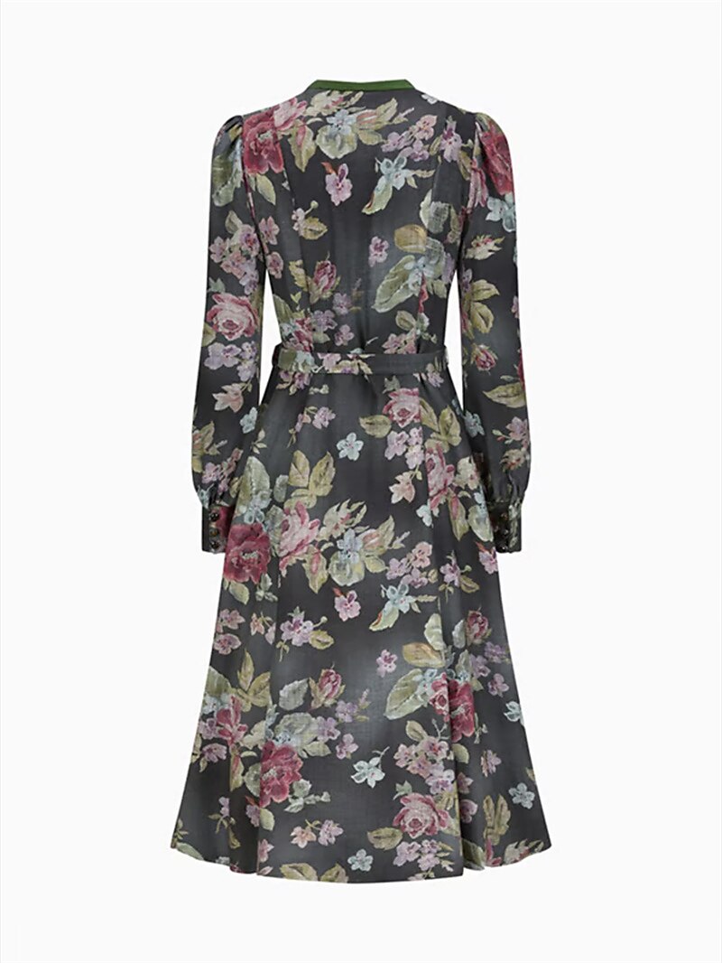 Oktoberfest Schwarzes geblümtes Vintage Dirndlkleid mit Schürze 6