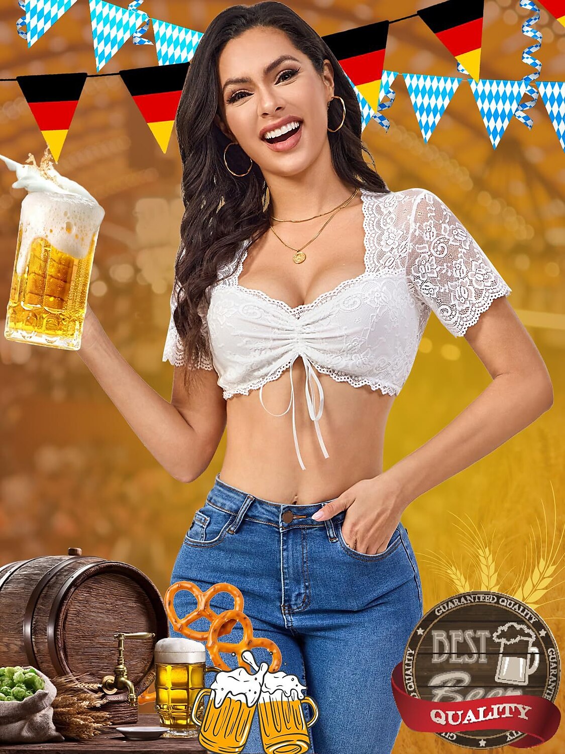 Oktoberfest Trachtendirndl Spitzenbluse 1