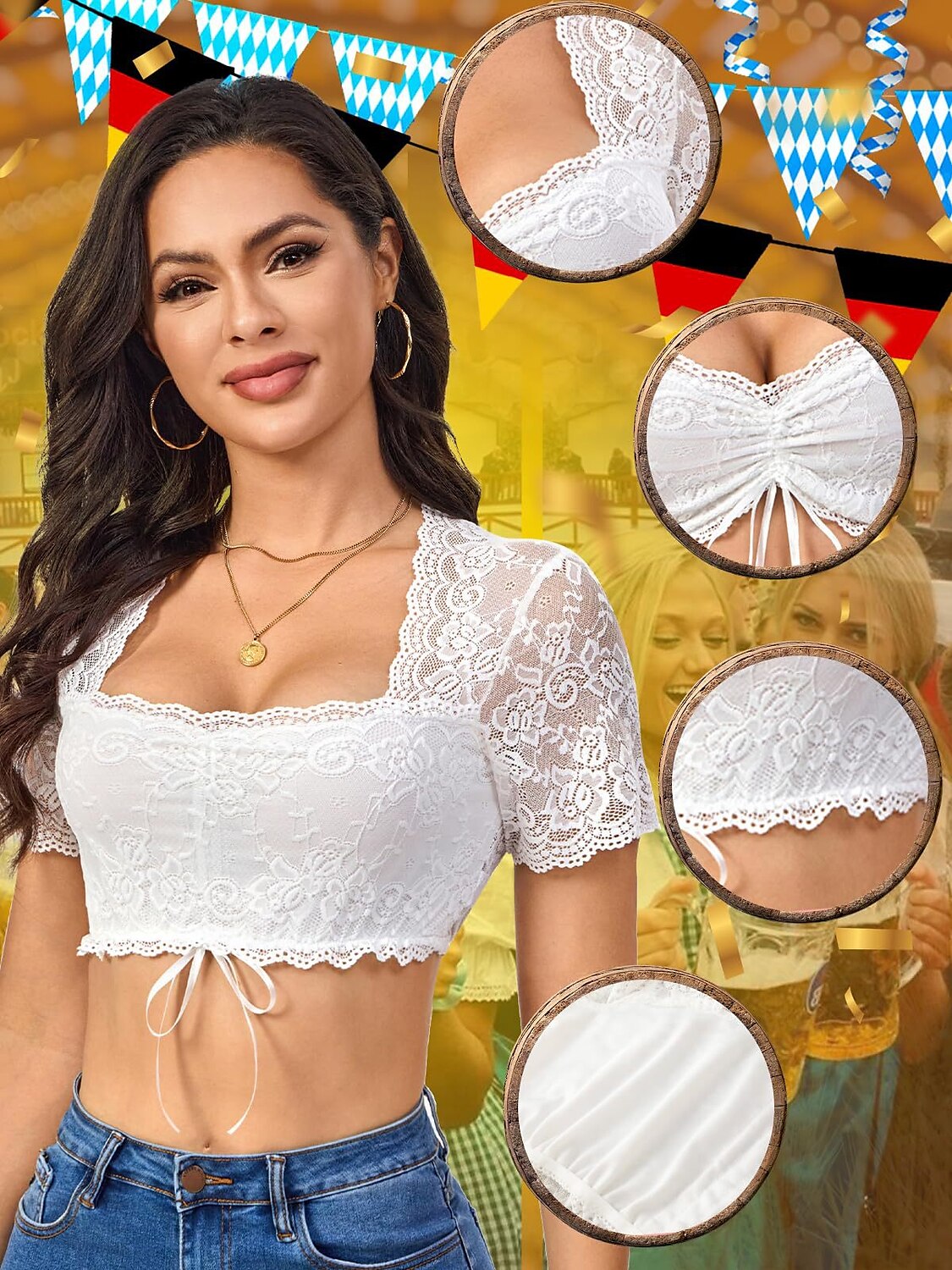 Oktoberfest Trachtendirndl Spitzenbluse 2