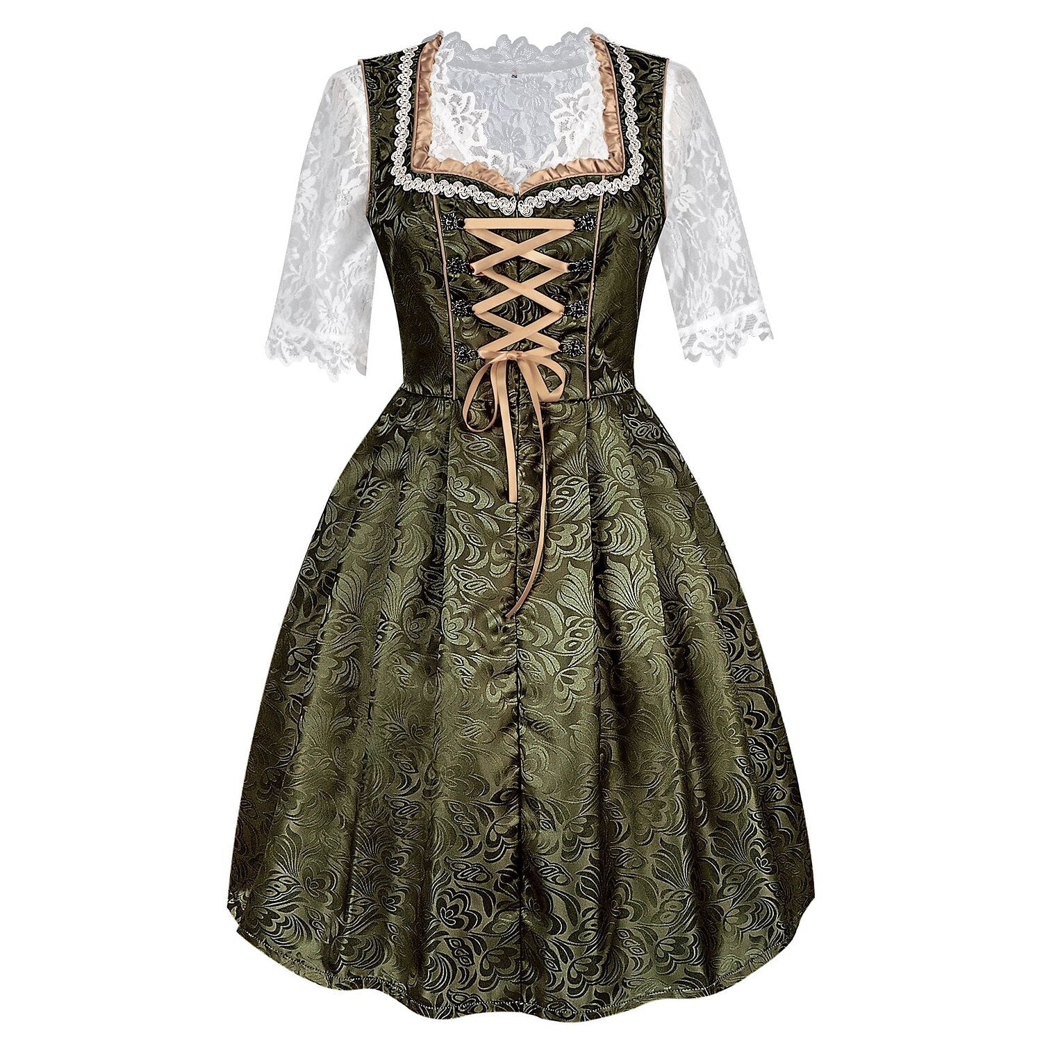 Oktoberfest Vintage Dirndl Kostüm mit bestickter Schürze und Bluse 1