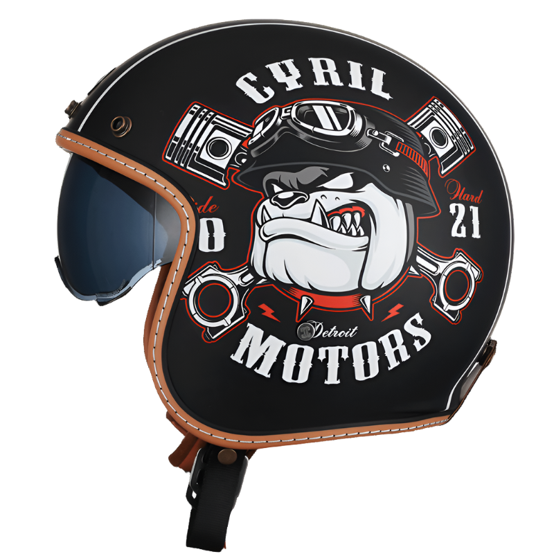 Open Face Helmet Retro Lightweight ABS with Dual Visors 3
