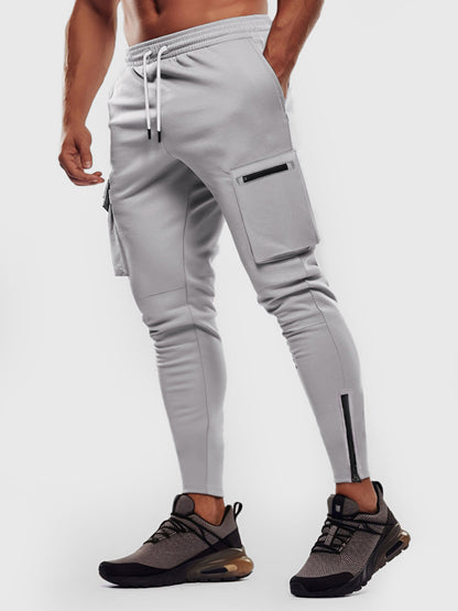 Herren Jogginghose Slim Fit Atmungsaktiv Mit Elastischem Bund und Cargo-Taschen-2