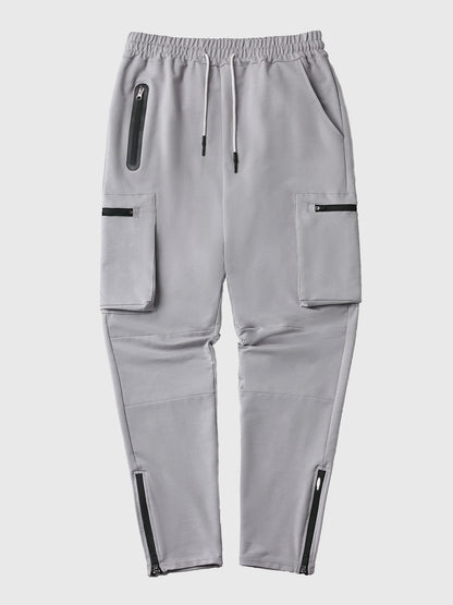 Herren Jogginghose Slim Fit Atmungsaktiv Mit Elastischem Bund und Cargo-Taschen-3