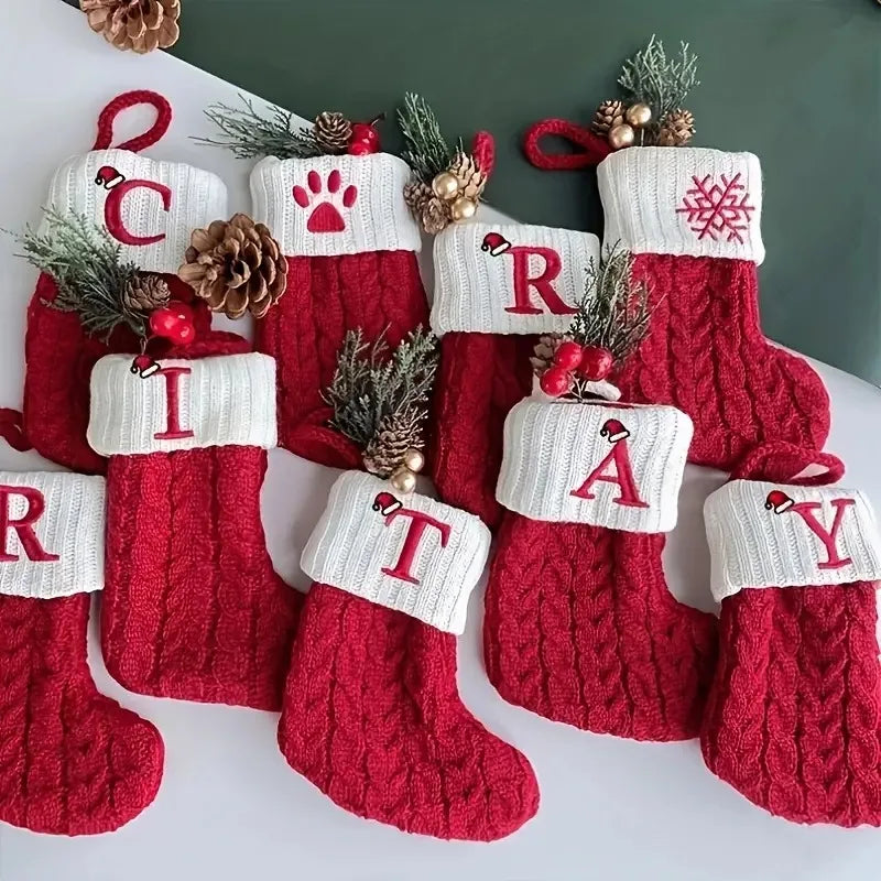 Personalisierte Weihnachtssocken Dekoration 18 cm x 10 cm Hochwertiger Stoff Weihnachtsstrümpfe 1