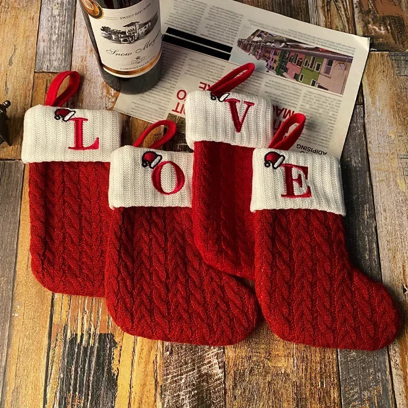 Personalisierte Weihnachtssocken Dekoration 18 cm x 10 cm Hochwertiger Stoff Weihnachtsstrümpfe 3