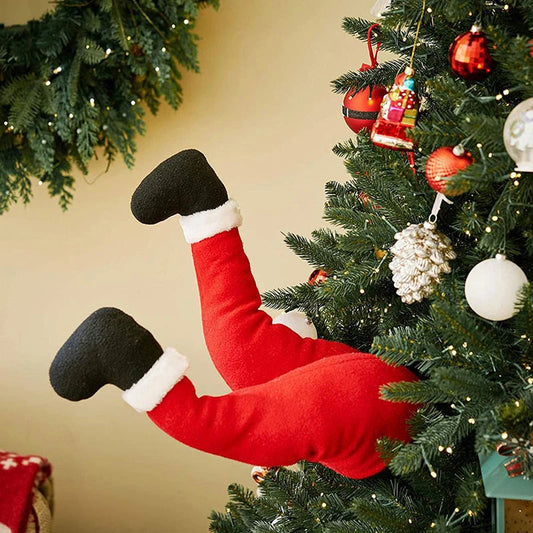 Plüsch Weihnachtsbaum Dekoration mit Weihnachtsmann- und Elfenbeinen – Lustige Weihnachtsdeko für Einzigartige Weihnachtsdekoration 0