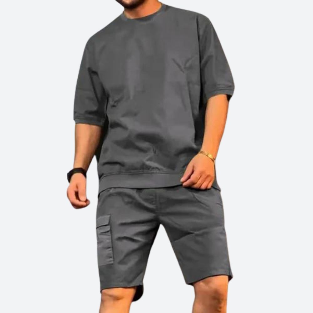 Variant image for Herren Set Blau Größe M Baumwolle - Hemd und Shorts für Männer, Stilvolles Sommeroutfit-31