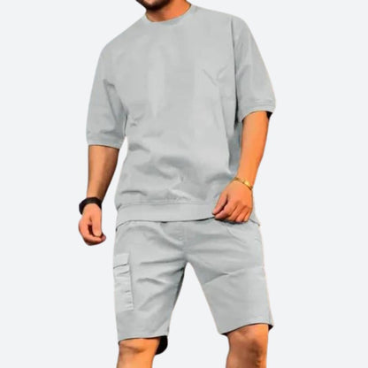Variant image for Herren Set Blau Größe M Baumwolle - Hemd und Shorts für Männer, Stilvolles Sommeroutfit-11