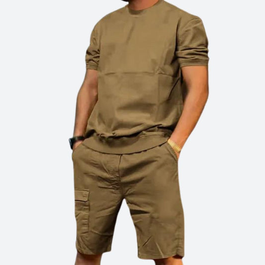 Herren Set Blau Größe M Baumwolle - Hemd und Shorts für Männer, Stilvolles Sommeroutfit-1