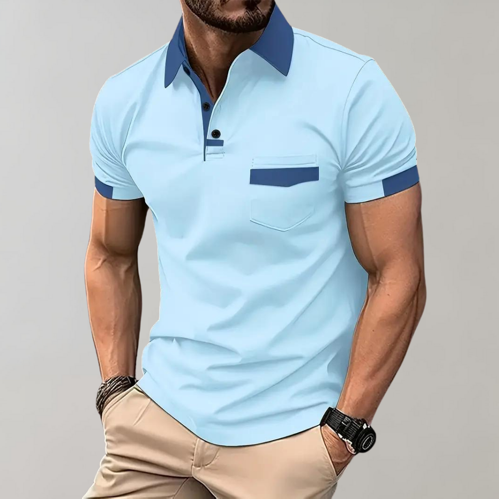Herren Poloshirt Langarm Atmungsaktiv Sportlich Baumwolle-3