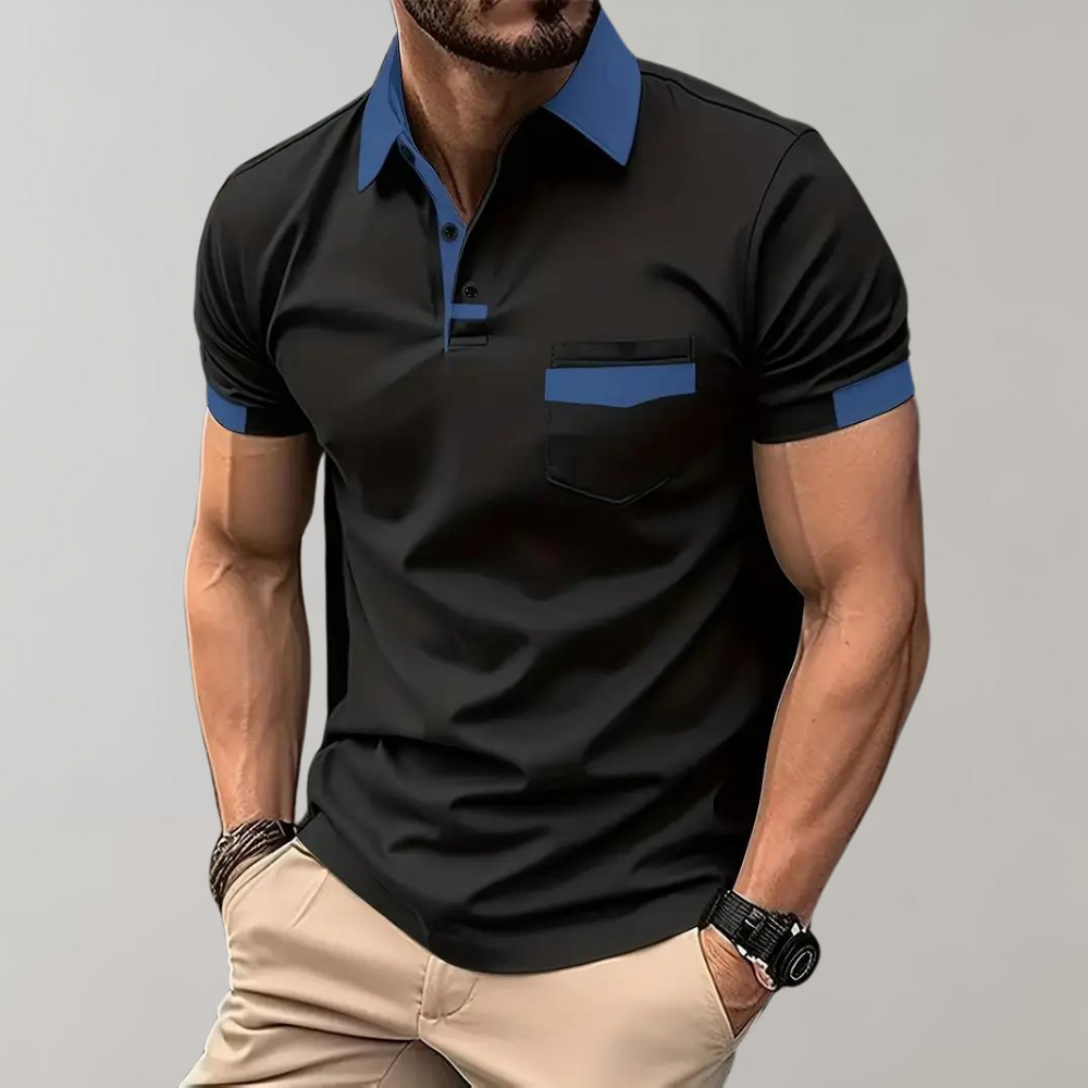 Herren Poloshirt Langarm Atmungsaktiv Sportlich Baumwolle-5