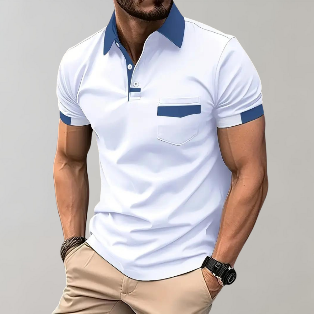 Herren Poloshirt Langarm Atmungsaktiv Sportlich Baumwolle-6