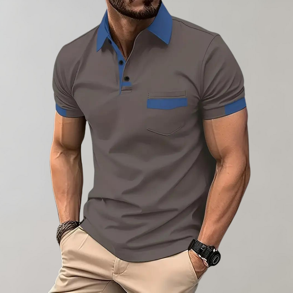 Herren Poloshirt Langarm Atmungsaktiv Sportlich Baumwolle-4