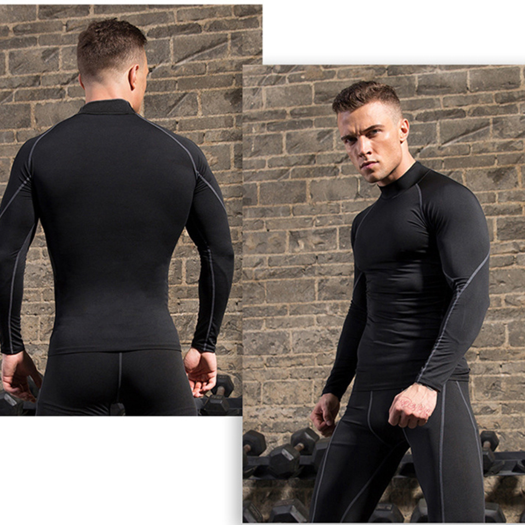 Herren Kompressions-T-Shirt Atmungsaktiv Schnell Trocknend Elastisch für Sport-3