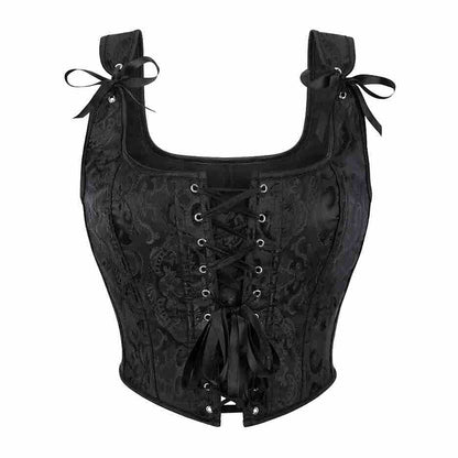 Retro Jacquard Korsett mit Schnürung und U-Rücken 10