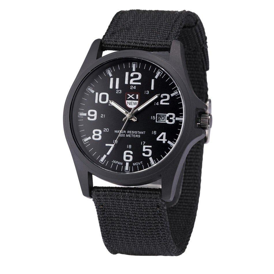 Robuste Uhr im Militärstil mit beleuchtetem Zifferblatt, wasserdicht, Stoppuhr und Datumsanzeige 0