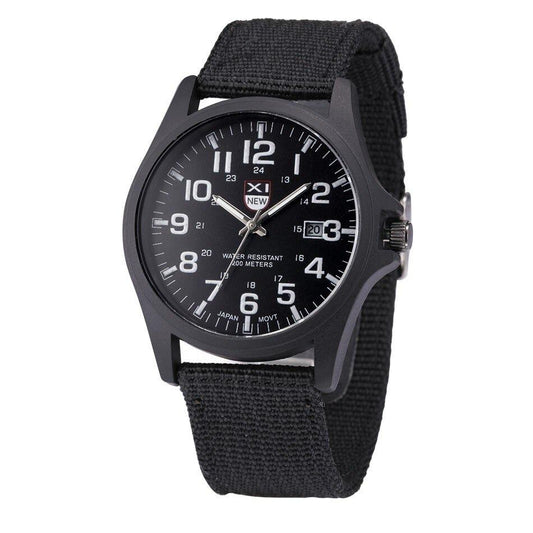 Robuste Uhr im Militärstil mit beleuchtetem Zifferblatt, wasserdicht, Stoppuhr und Datumsanzeige 0