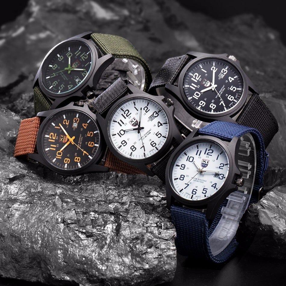 Robuste Uhr im Militärstil mit beleuchtetem Zifferblatt, wasserdicht, Stoppuhr und Datumsanzeige 2
