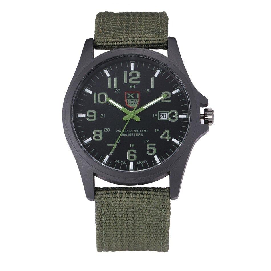 Robuste Uhr im Militärstil mit beleuchtetem Zifferblatt, wasserdicht, Stoppuhr und Datumsanzeige 6