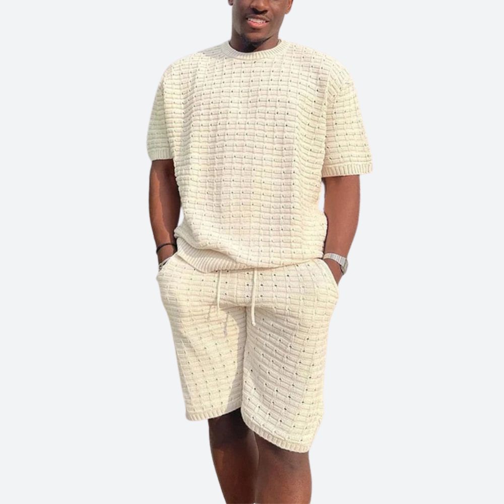 Variant image for Herren Set Blau Größe M Baumwolle Kurzarm Hemd und Shorts-7