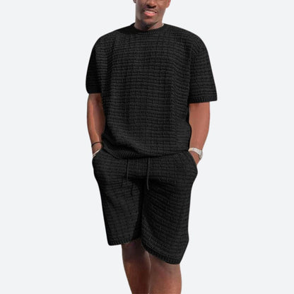 Variant image for Herren Set Blau Größe M Baumwolle Kurzarm Hemd und Shorts-1