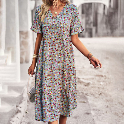 Emery - Damenkleid Blumenmidi aus Leichtem Polyester für Sommerlooks-5