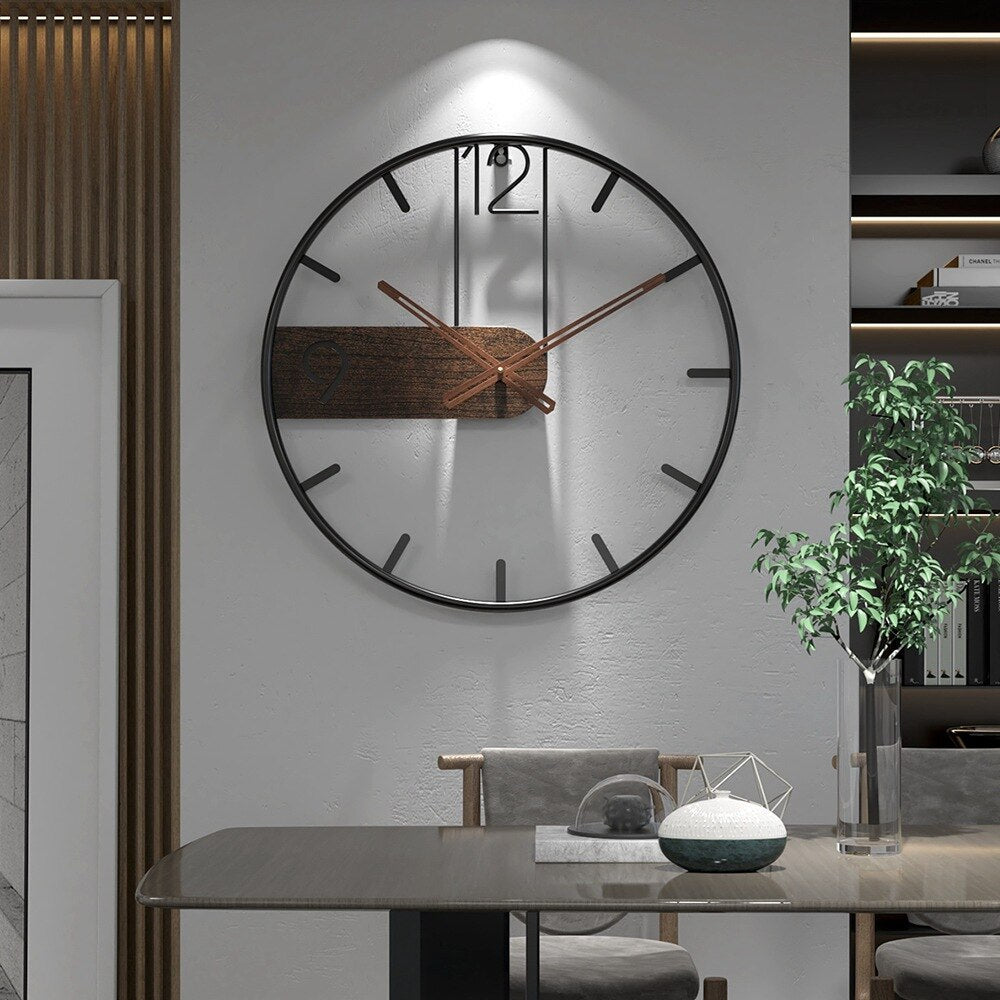 RusticTick – Wanduhr aus Stahl und Walnuss 0