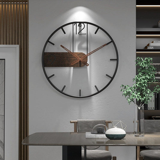 RusticTick – Wanduhr aus Stahl und Walnuss 0