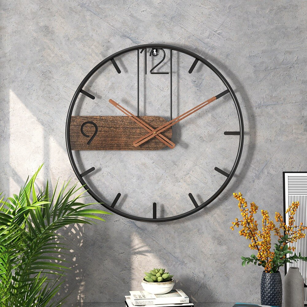 RusticTick – Wanduhr aus Stahl und Walnuss 1