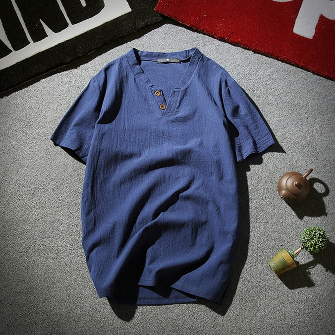 Herren T-Shirt Sommer Leicht Atmungsaktiv Baumwolle für Männer-4