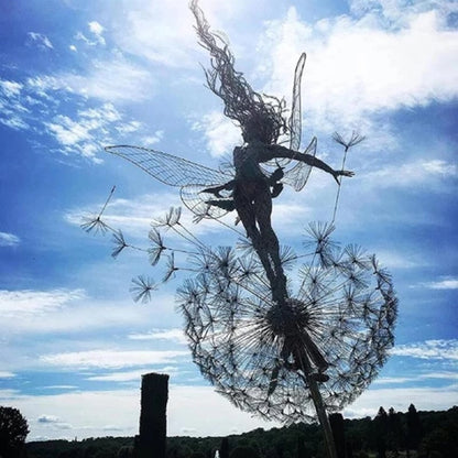 Enchanting garden fairy made of metal – Weatherproof sculpture for your garden decoration