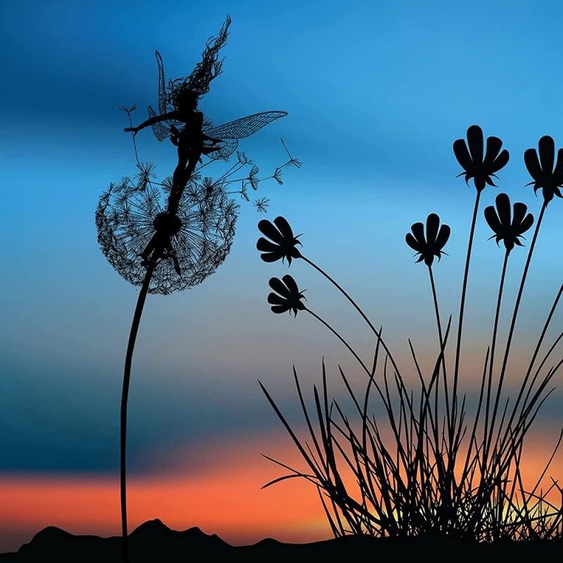 Enchanting garden fairy made of metal – Weatherproof sculpture for your garden decoration