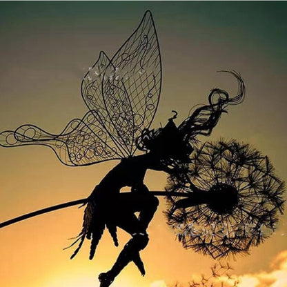 Enchanting garden fairy made of metal – Weatherproof sculpture for your garden decoration