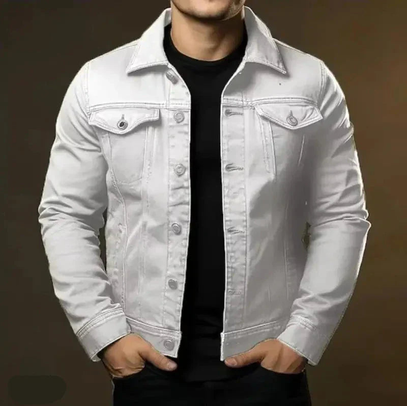 Herren Jacke Denim Klassisch 100% Baumwolle Streetwear Stil-6