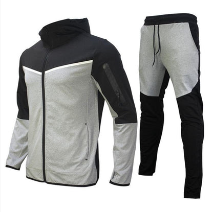 Männer Sport Outfit Zweiteilig Atmungsaktiv Fitnessset mit Reißverschlussjacke und Trainingshose-3