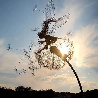 Enchanting garden fairy made of metal – Weatherproof sculpture for your garden decoration