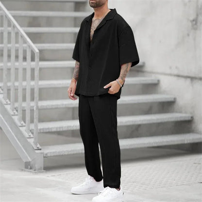 Herren Anzug Sommer Modern Bequem Baumwolle Stilvoll Atmungsaktiv-1