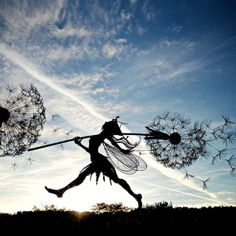 Enchanting garden fairy made of metal – Weatherproof sculpture for your garden decoration