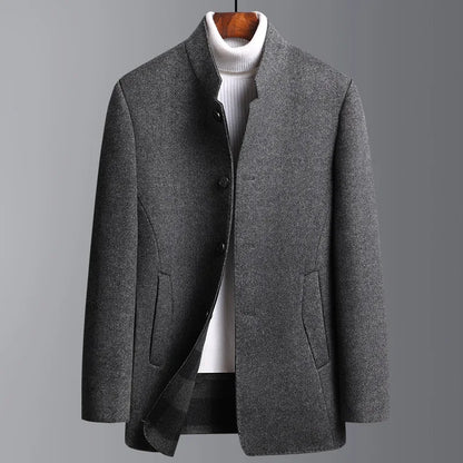 Herrenmantel Lang Schwarz Wasserdicht Atmungsaktiv Steppung Polyester-4