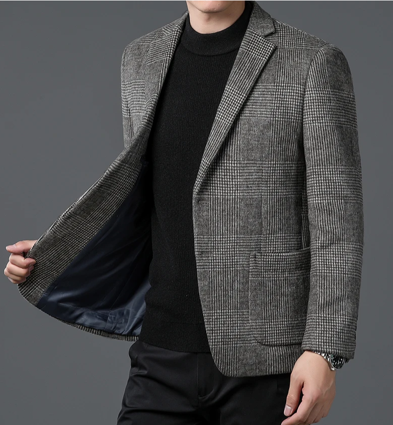 Eleganter Herren Blazer - Kariertes Sakko, Vielseitig & Bequem für Jeden Anlass-5