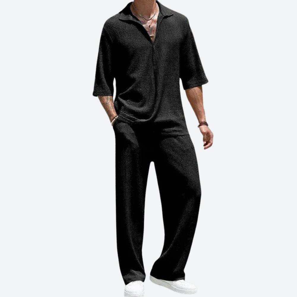 Variant image for Herrenhemd Blau Größe M Baumwolle Kurzarm Casual Sommer Hemd-11