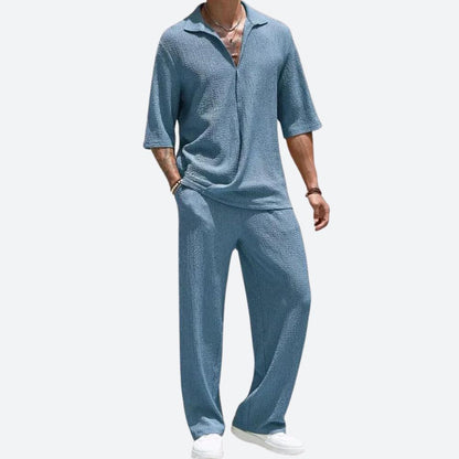 Variant image for Herrenhemd Blau Größe M Baumwolle Kurzarm Casual Sommer Hemd-1