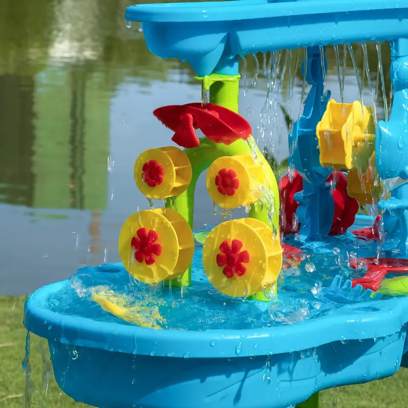 Sand- und Wasserspieltisch 3-in-1 für Kinder ab 3 Jahren – Sandspielzeug Set mit Zubehör für kreatives Spielen im Freien 2