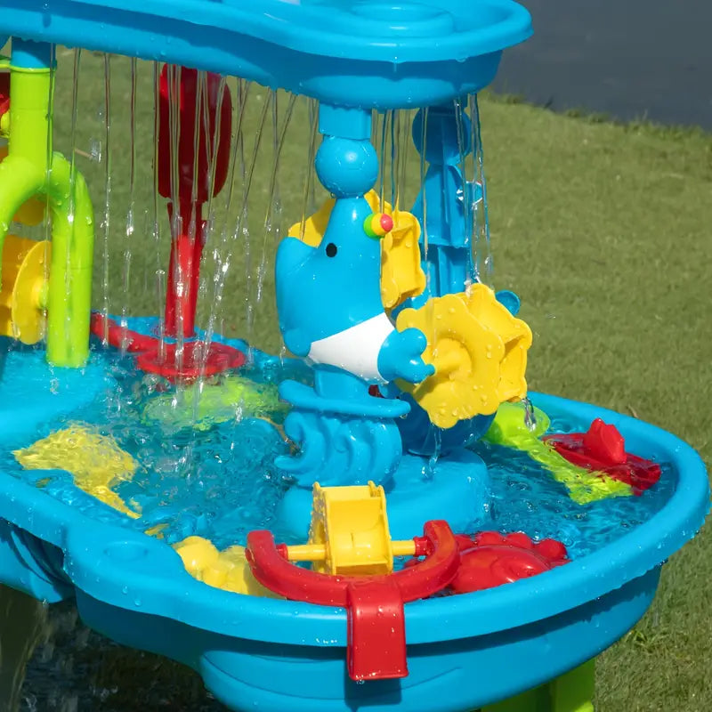 Sand- und Wasserspieltisch 3-in-1 für Kinder ab 3 Jahren – Sandspielzeug Set mit Zubehör für kreatives Spielen im Freien 3