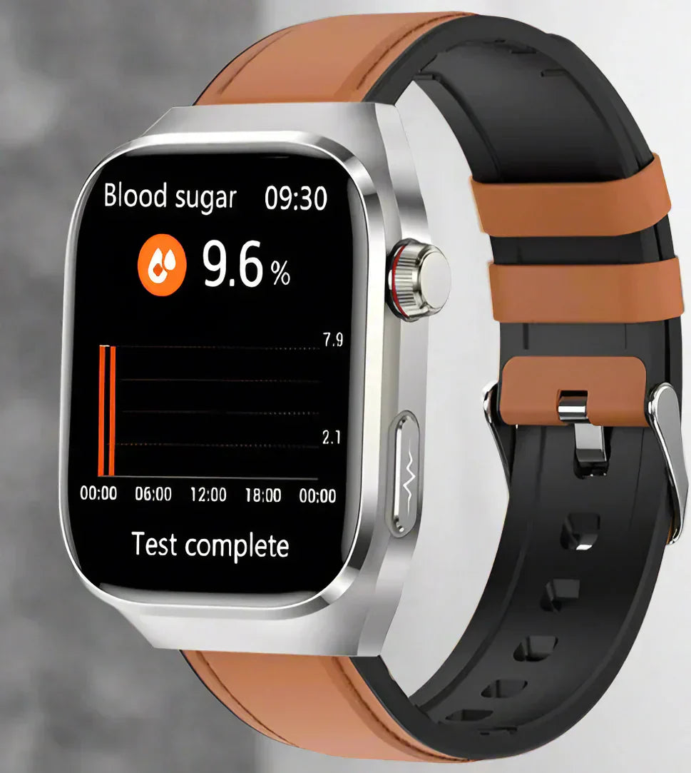 Health smartwatch with ECG & blood sugar monitoring – 2.04-inch AMOLED display & waterproof design