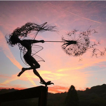 Enchanting garden fairy made of metal – Weatherproof sculpture for your garden decoration