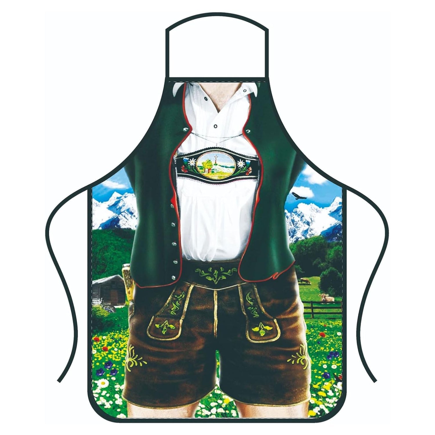 Schürze mit Oktoberfest-Lederhosen- und Dirndl-Aufdruck für Paare 4