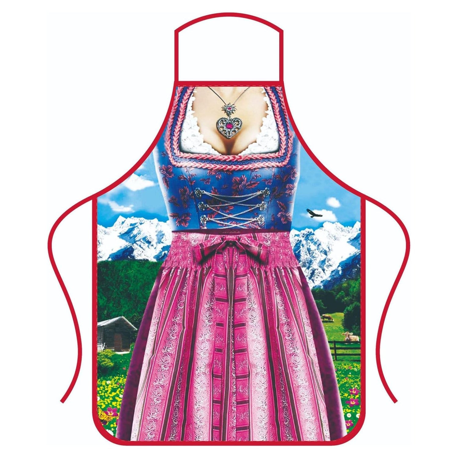 Schürze mit Oktoberfest-Lederhosen- und Dirndl-Aufdruck für Paare 6
